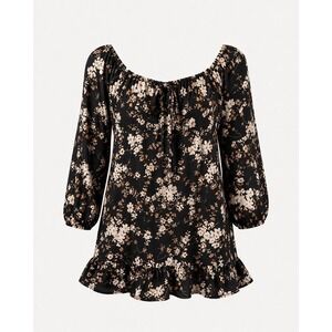 Indulge in Style NWT Black Pink Floral Prairie Dress XL Peasant Top